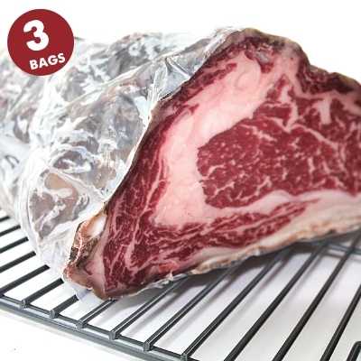UMAi Dry Aging Bag for Steaks - Pack of 3 I Dry Age Bags for Meat, Boneless  or Bone-In Rib Roast Cuts up to 8-10lbs, Home Steak Ager Bags, NO Vacuum