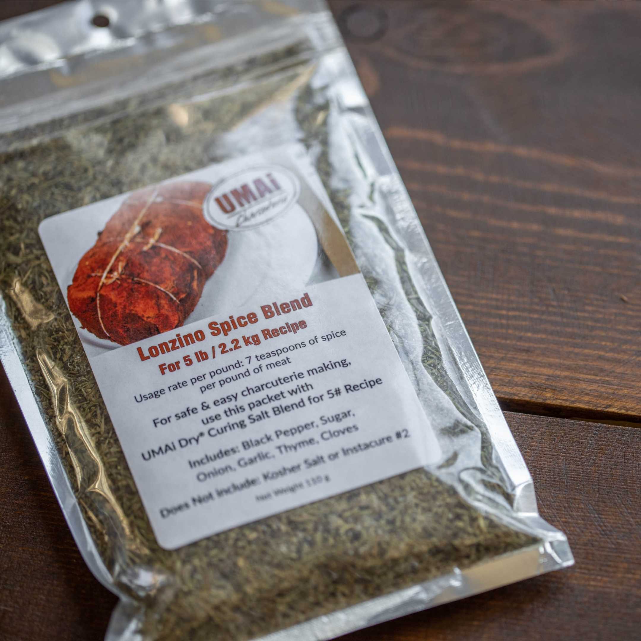 Umai Dry Lonzino Charcuterie Spice Blend packet pork loin