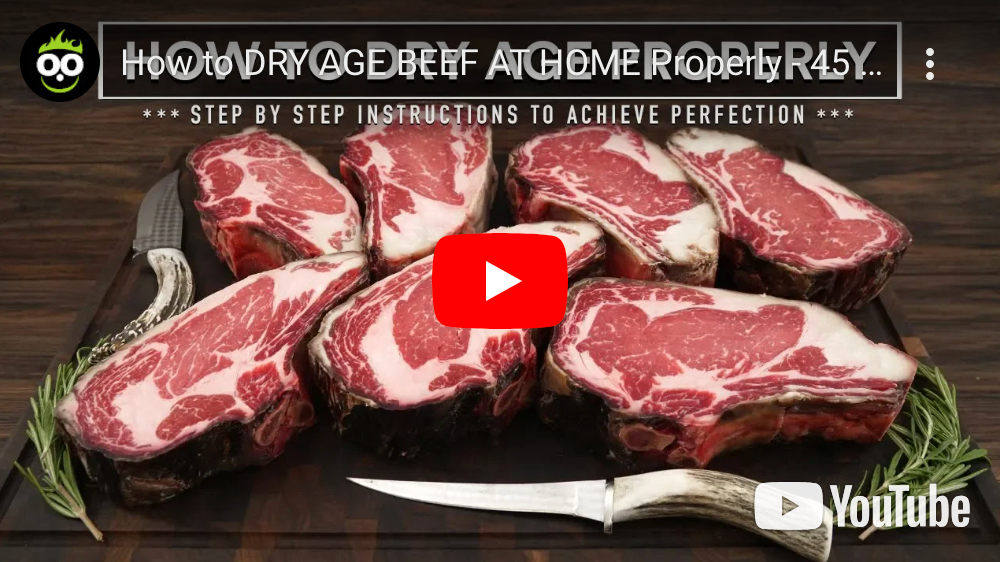 Load video: How to DRY AGE BEEF AT HOME Properly - 45 Day Aged Bone in Ribeye