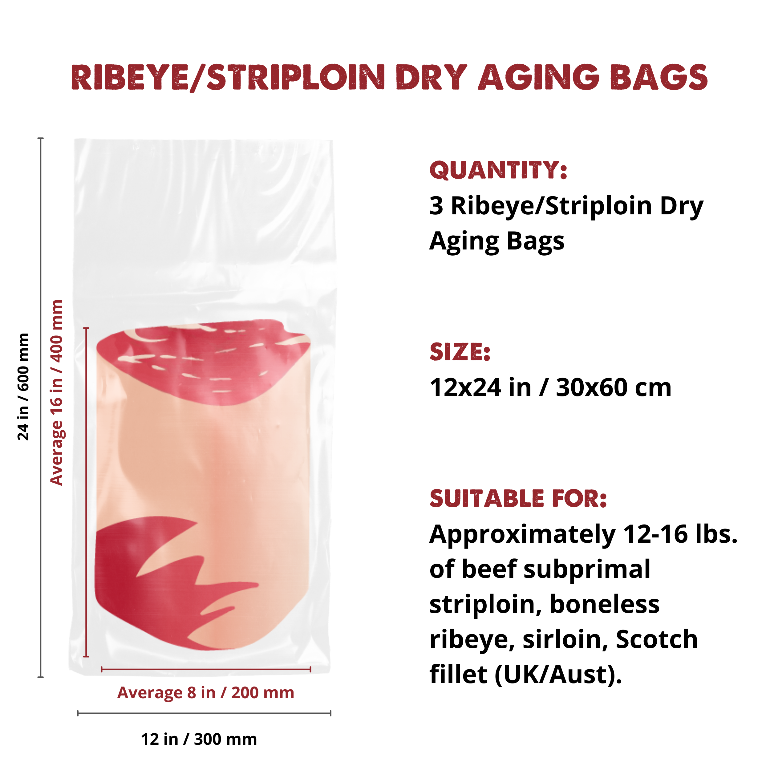 UMAi Dry Starter Kit dry aged steak ribeye strip loin bag