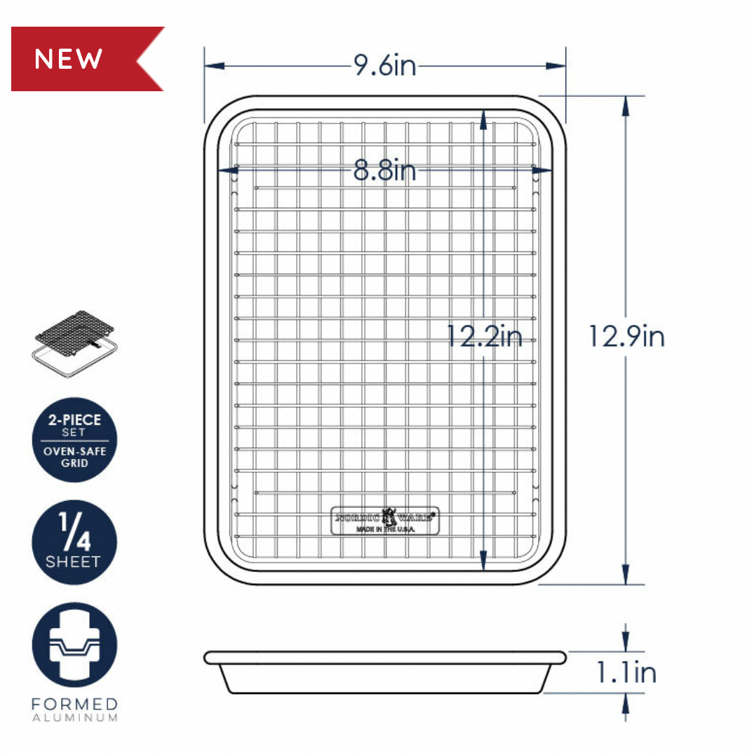 Quarter Sheet with Nesting Nonstick Grid Rack for dry aging beef